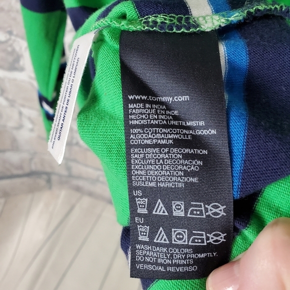 2/$25 Tommy Hilfiger Polo Shirt Green Stripe XL - Picture 11 of 12